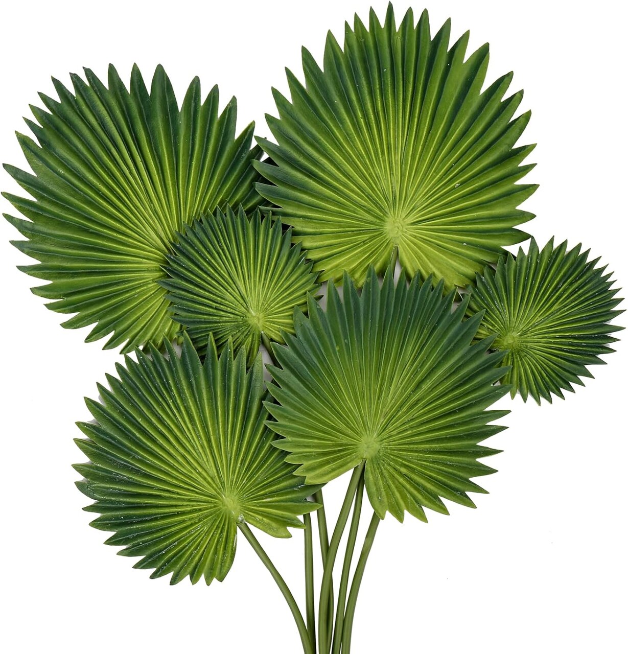 Foam Green Artificial Palm Leaves Faux Palm Tropical Leaves Fake Palm Fronds for DIY Wedding Bouquets Fake Leaves for Centerpieces Arrangements Bridal Shower Palm Leaf for Home Decor-6Pcs